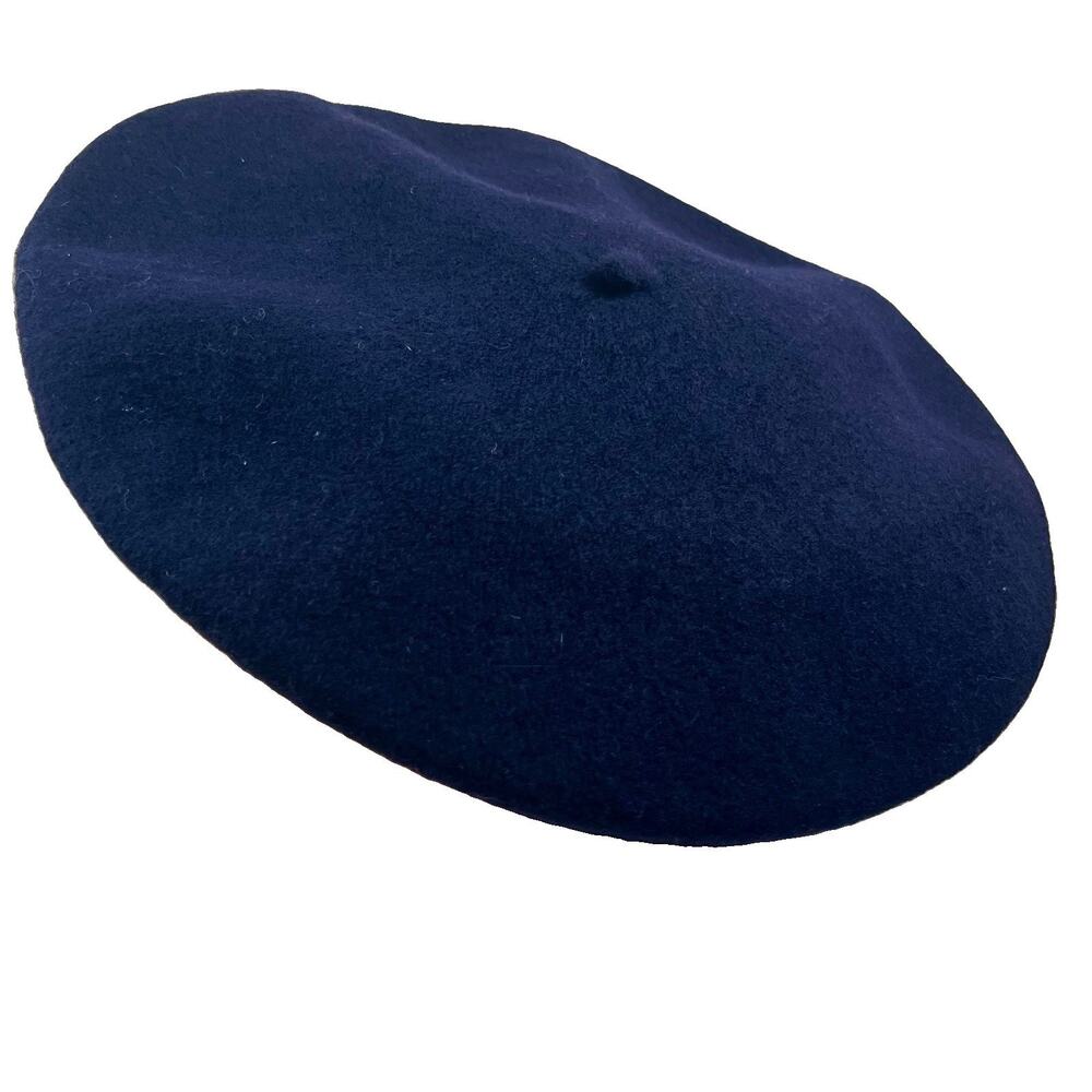 Vintage Helene Berman London Wool Beret Hat Made in Italy Navy Blue